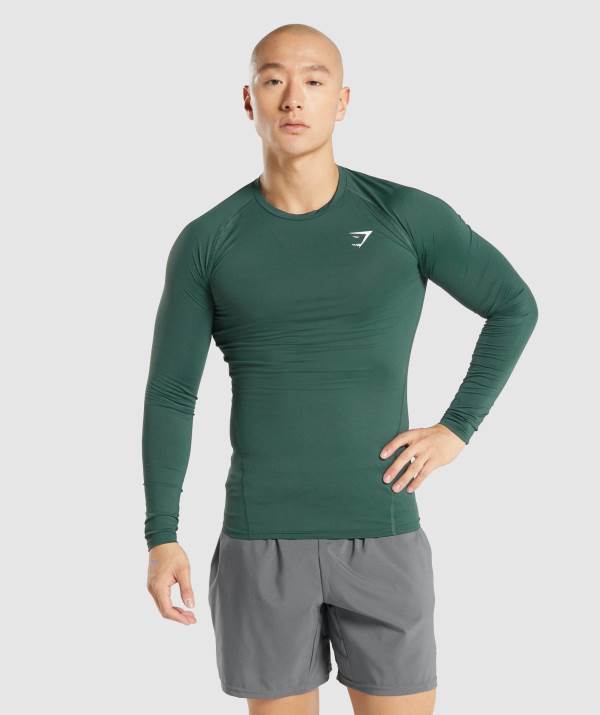 Panske Mikiny Gymshark Element Baselayer Long Sleeve Tmavo Zelene | FO5237894
